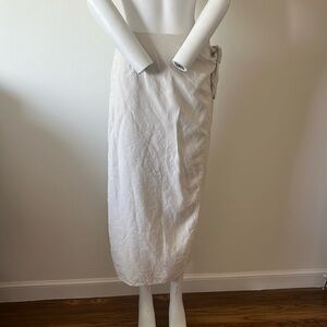James River Traders Midi Linen Wrap Ivory Skirt Size 16